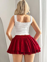 Sweetina Women's Solid Color Bow Accent Casual Mini Skirt